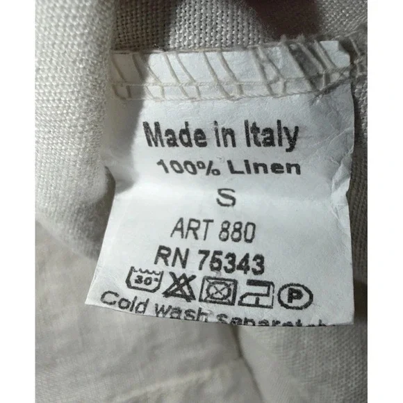 Terzo Millennio Sand 100% Linen Short Sleeve Hi-Low Hem Tunic Top Size Small - Picture 5 of 5